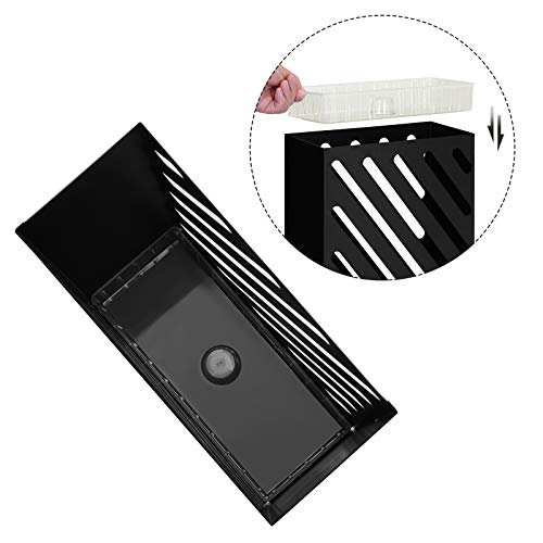 Metal Umbrella Stand with Drip Tray and Hooks, Rectangular Rack