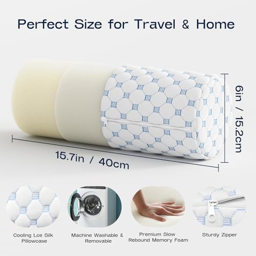Memory Foam Neck Roll Pillow for Pain Relief - 15.7x6x6 inch