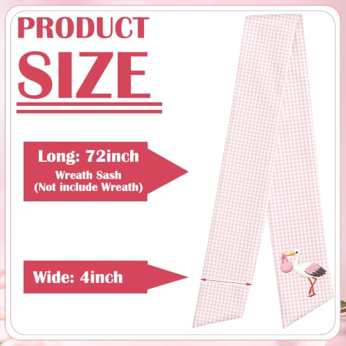 Pink Plaid Baby Shower Wreath Sash 72 x 4 Inch It's A Girl Garland Ribbon