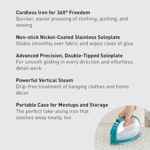 Cordless Steam Iron with 360-Degree Soleplate and Carrying Case
