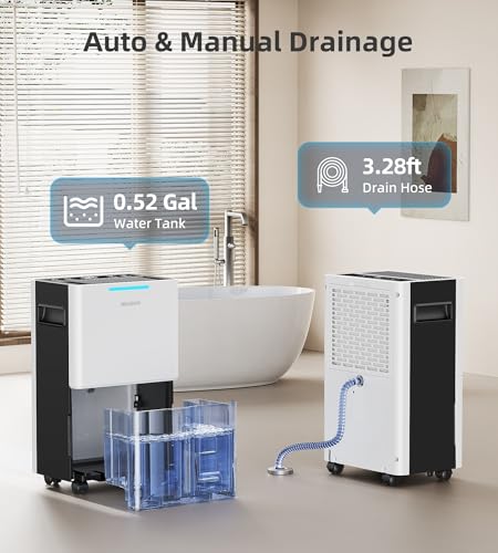 21 Pint Dehumidifier for Basement and Home with Drain Hose