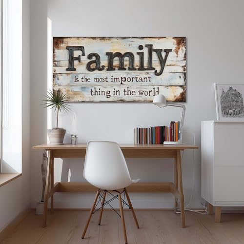 Family Quotes Canvas Wall Art - Rustic Farmhouse Decorative Print