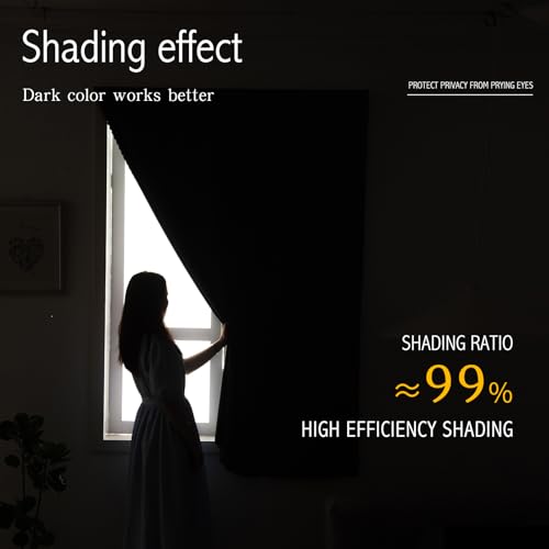 Self-Adhesive Blackout Curtain Panel - No-Drill Stick-On Shade (35" x 59", Black)