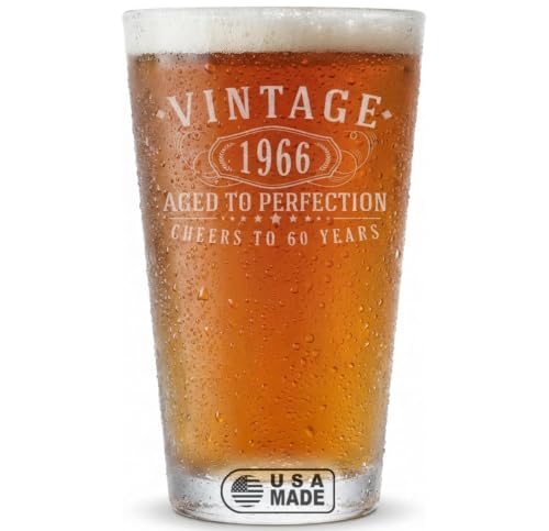 Vintage 1966 Engraved 16oz Pint Beer Glass - 60th Birthday Gift Idea