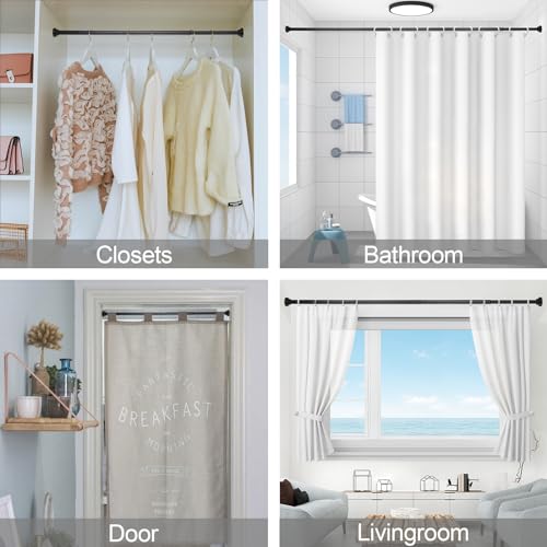 Thestoa Adjustable Black Shower Curtain Rod 43-78 Inch No Drill Tension Rod