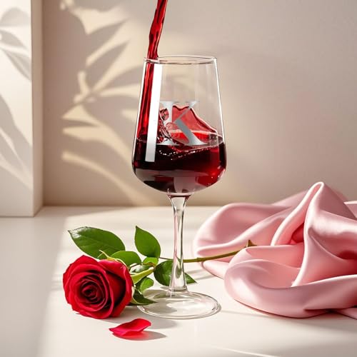 Astonlink Personalized Wine Glass for Women Mom Friend - K Variation, 15.5Oz Custom Gift
