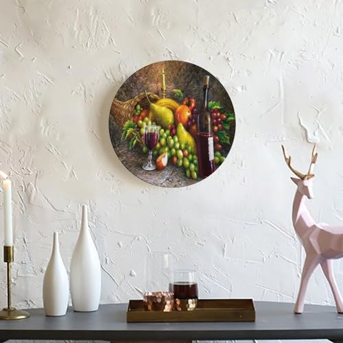 Ceramic Decorative Plate with Display Stand, 10-Inch Fruit Art Decor