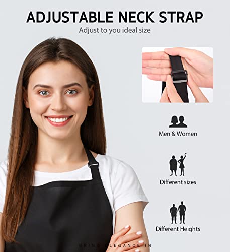 Syntus 12 Pack Black Aprons with Pockets for Men Women - Polyester, Adjustable, Kitchen & Cooking