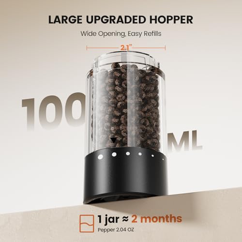 Rechargeable Electric Salt and Pepper Grinder Set - 2-Pack Automatic Spice Mills