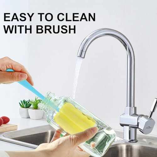12 Pack 8 oz Glass Juice Bottles with Leak-Proof Lids and Cleaning Brush