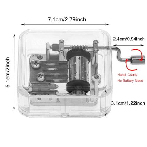 Acrylic Hand Crank Music Box - Fur Elise Miniature Musical Keepsake