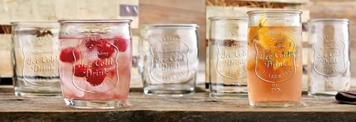 Glaver's 8-Piece Vintage Ice Cold Glass Set 20oz & 13oz Highball & Whiskey Glasses