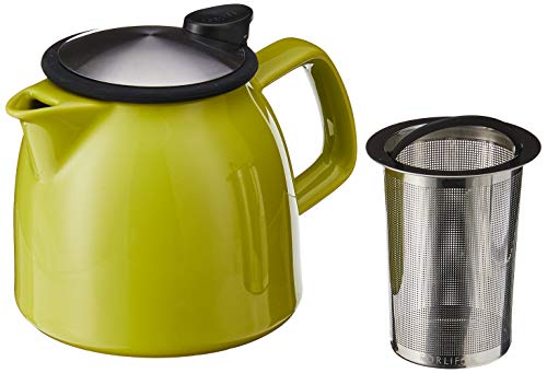 FORLIFE Lime Ceramic Teapot with Basket Infuser 26oz, Lead-Free Kitchen