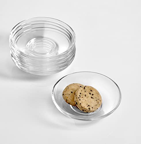 Pasabahce Set of 6 Clear Glass Tea & Coffee Saucers - Microwave Safe Turkish Tea Cups