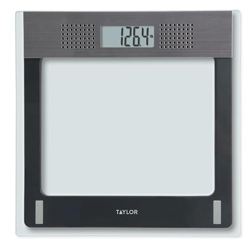Taylor Talking Digital Glass Bathroom Scale 440 lb Capacity Gray - Precision & Voice Announcements