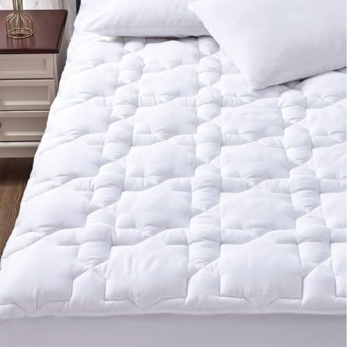 CozyLux Quilted Twin XL Mattress Pad - 450 GSM Cotton Top (8-21 Inch Pocket)