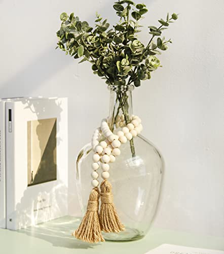 39-Inch Wood Bead Garland with Tassels, Farmhouse Boho Home Decor