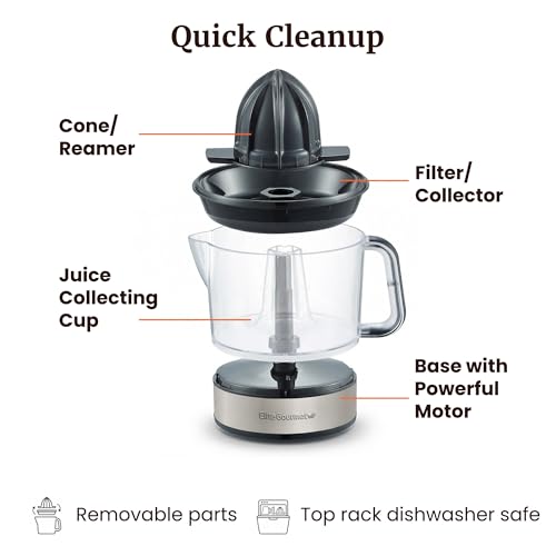 Electric Citrus Juicer, 24 oz Capacity - 40W Auto-Reversing Extractor