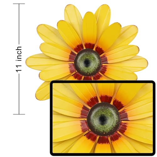11-Inch Metal Sunflower Wall Art, 3D Hanging Flower Decor for Indoor Outdoor