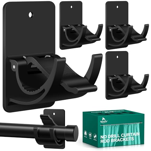 No-Drill Self-Adhesive Curtain Rod Brackets (4 Pack) - Holds Up to 20 lbs