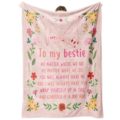 GiltGlimmer Best Friend Blanket 60 x 50 in Pink – Birthday & Christmas Gift for Women, Bestie