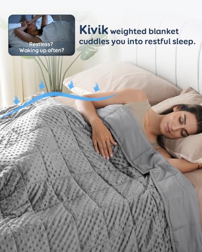15lbs Weighted Blanket for Adults, 60x80 Queen Size Reversible Minky Dot