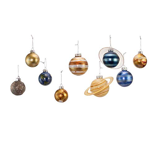 Solar System Ornaments 9-Piece Christmas Tree Decor Set - Glass Planets