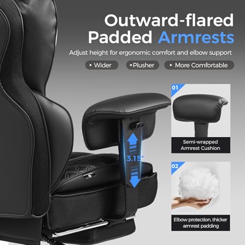 Big & Tall Heavy Duty Gaming Chair with Footrest - 400 lbs High Back Office Chair