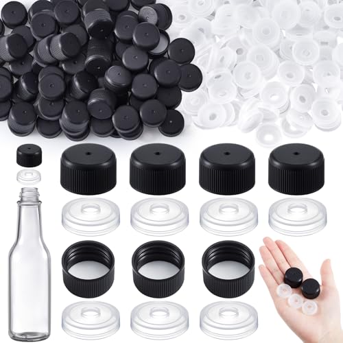 100-Pack Hot Sauce Bottle Screw Caps and Dripper Orifice Reducer Set