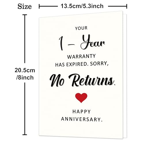 Funny 1st Anniversary Card for Husband Wife Boyfriend Girlfriend