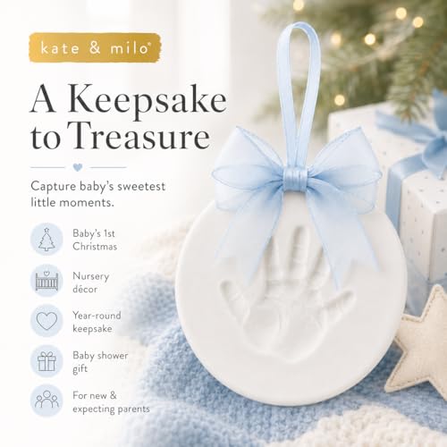 Kate & Milo Blue Baby Keepsake Clay Impression Kit with Blue Babyprints Variation: No-Bake Handprint & Footprint Ornament Kit
