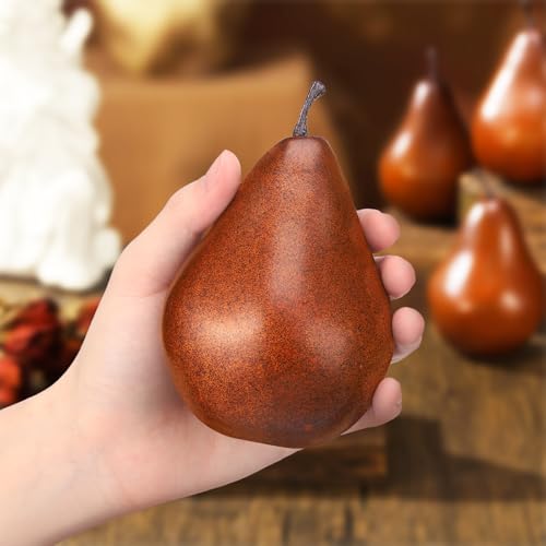 12 Pcs Artificial Brown Pears - Lifelike Decorative Fruit for Home & Photography