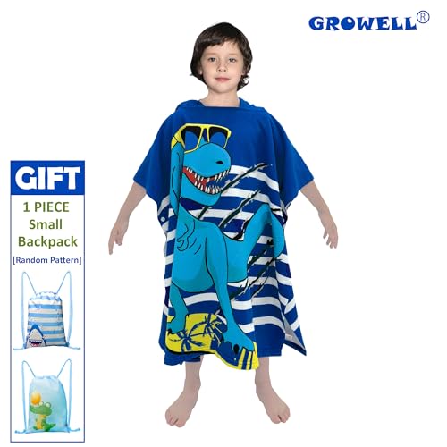 Growell Kids Hooded Beach Towel Poncho - Quick Dry Swim Cover-Up (30x30)