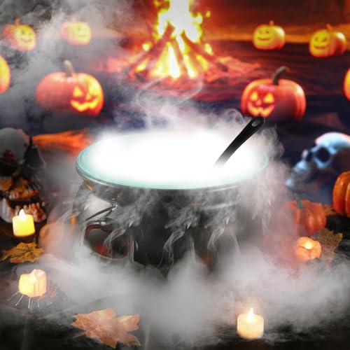 3-Piece Halloween Witch Cauldron and Punch Bowl Set with Ladle
