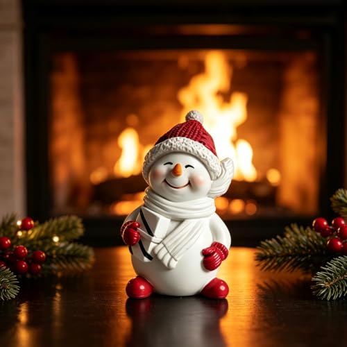Xmas Style Snowman Gift Box Christmas Resin Figurine Cute Ornament Set