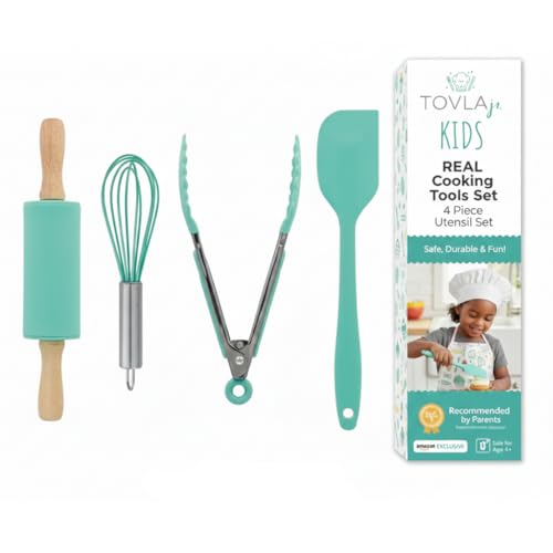 Kids Real Cooking and Baking Utensils Set with Silicone Tools