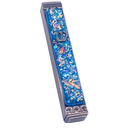 Sparkling Art Glass Mezuzah Case, 3.75-Inch Weatherproof Indoor Outdoor Mount