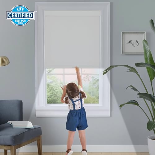 Cordless Blackout Roller Blinds with Valance - 46"W x 72"H, UV Protection & Thermal Insulation