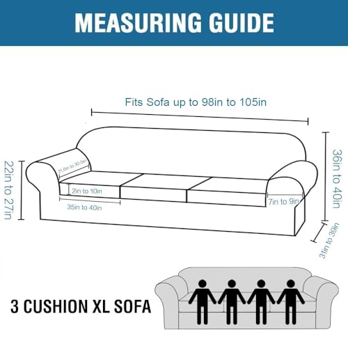 Extra Large Velvet Plush Sofa Slipcover - 4 Piece Furniture Protector