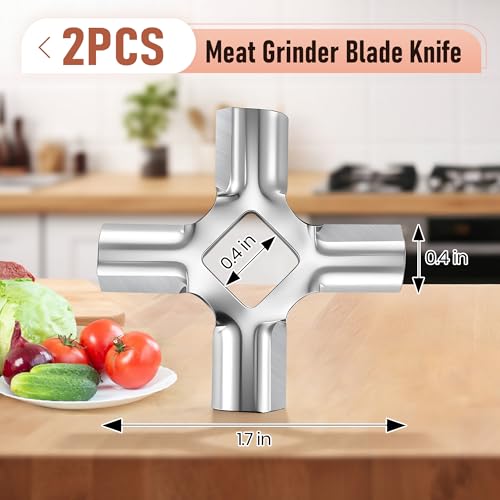 2-Pack Stainless Steel Meat Grinder Blades for Food Grinder Attachments
