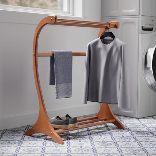 3-Rung Solid Wood Blanket Rack with Teak Finish