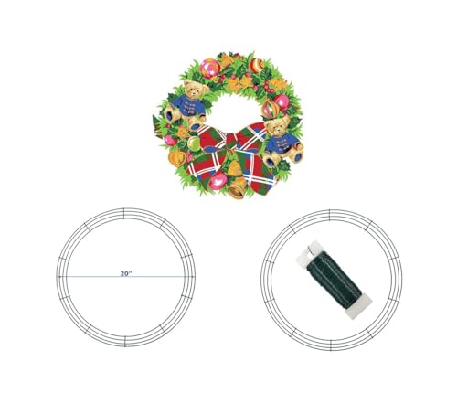 20-Inch Green Metal Wreath Frame - 2 Pack Round Iron Wire Form for DIY Decor