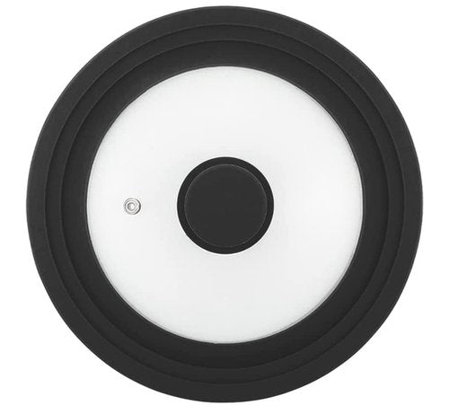 Universal Lid for Pots,Pans And Skillets,HR Huare Technology Tempered Glass with Heat Resistant Silicone Rim,Dishwasher Safe,Fit Cookware 11”,12”, 12.5”, Black,1 Pack