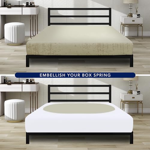 Stretchy Queen Box Spring Cover - Elastic Fitted 4-Side Wrap, White