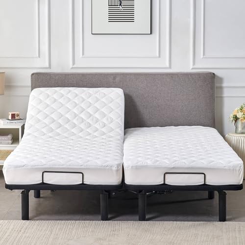Waterproof Split King Mattress Protector Pad for Adjustable Beds, 2-Pack