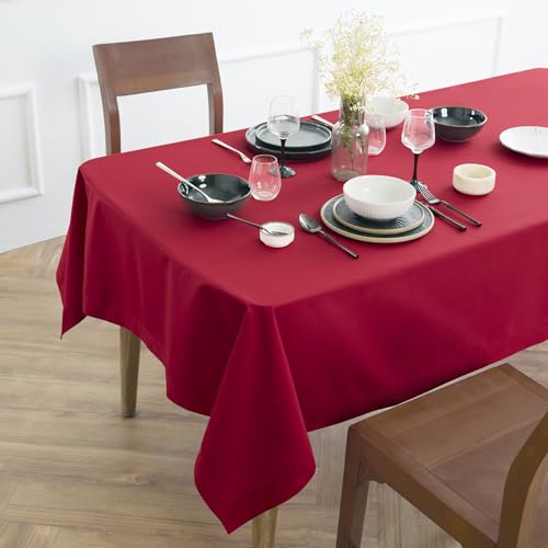 Solino Home Cotton Linen Tablecloth Scarlet Red Dru 54 x 72 in - Rectangular
