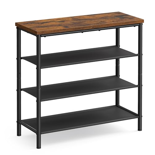 4-Tier Industrial Shoe Rack, Entryway Shoe Storage Organizer with Steel Frame