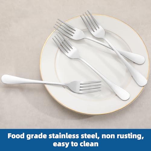 12-Piece Stainless Steel Dinner Fork Set - 7.5 Inch Mirror Polished Cutlery