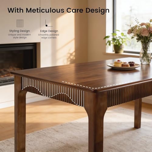 55-Inch Solid Oak Rectangular Dining Table, Modern Farmhouse Wood Kitchen Desk