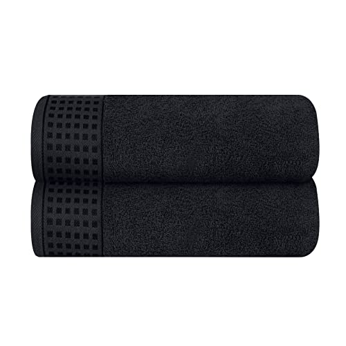 GLAMBURG Oversized Cotton Bath Towels 2 Pack 28x55 Black
